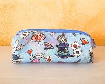 Alice kawaii case blue: rectangular case for pencils and pens, cosmetics, and to organize bag, backpack and desk.