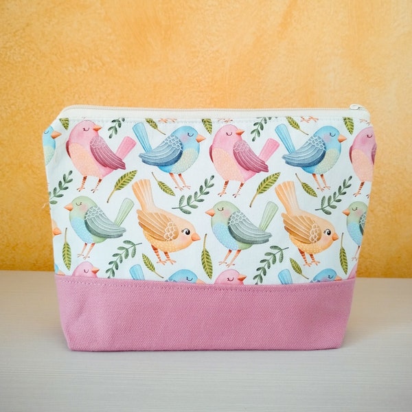 Pochette kawaii uccellini colorati: astuccio per matite e penne, cosmetici, trucchi e per organizzare borsa, zaino e scrivania.