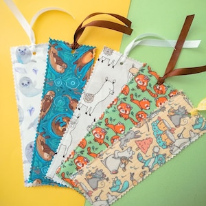 Segnalibro kawaii a tema animaletti. Per libri e letture. In cotone e cartoncino, fatto a mano in Italia. Scegli tra tante fantasie diverse.