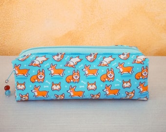 Corgi dog-themed case: rectangular case for pencils and pens, cosmetics, and to organize bag, backpack and desk.