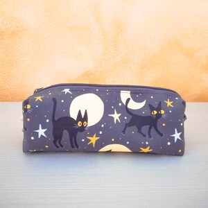 Kawaii Cats and Moons Theme Pencil Case: Rectangular Pencil Case for Pens and Pencils, Cosmetics, and Organize Your Bag, Backpack and Desk.