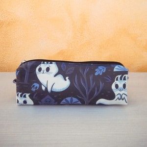 Kawaii Ghost Cat Theme Pencil Case: Rectangle Pencil Case for Pens and Pencils, Cosmetics, and Organize Your Bag, Backpack and Desk.
