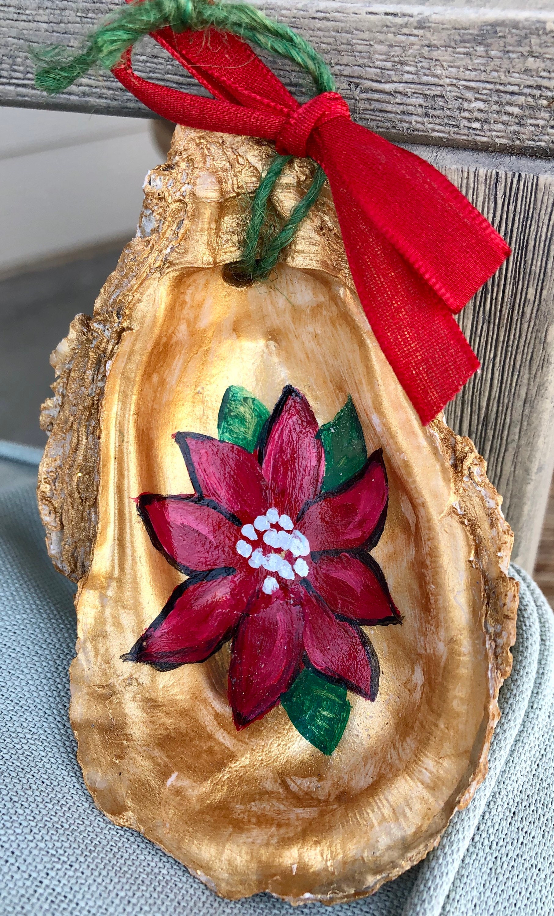 Hand painted oyster shell ornament Etsy