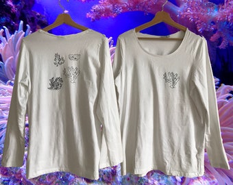 Vibing Gang of Corals - Longsleeve screen printed longsleeve Tshirt - upcycling