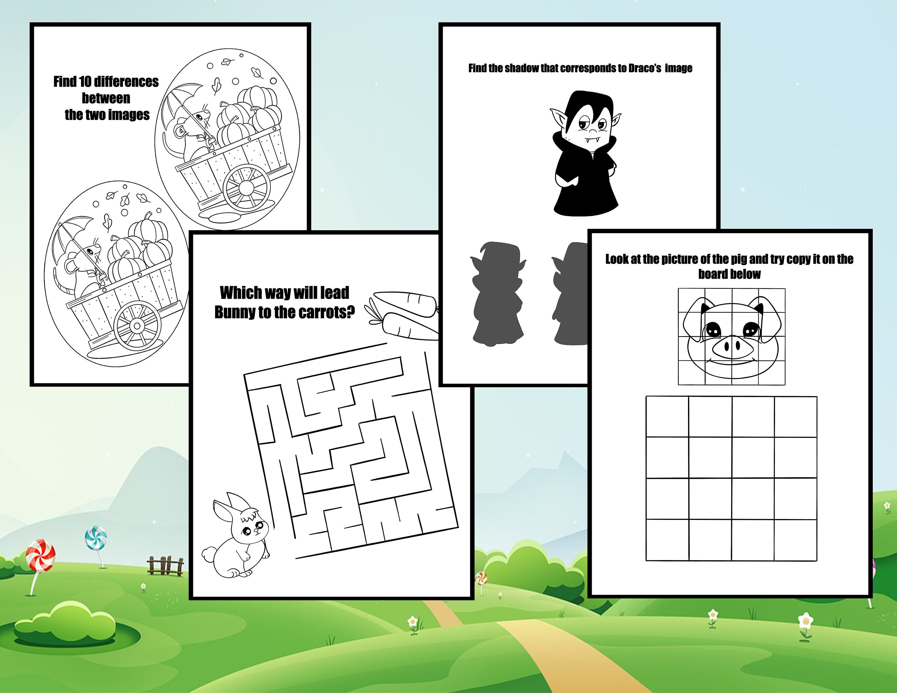 4 Activity Pages for kids Printable Coloring pages for Kids | Etsy