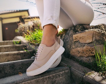 Beige Casual Shoe from Real Leather