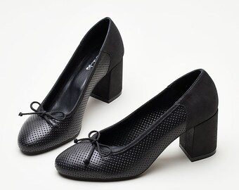 Genuine Leather Pumps / Natural Leather Pumps/ Ribbon Pumps/ Real Leather Heels Bianki SS'18