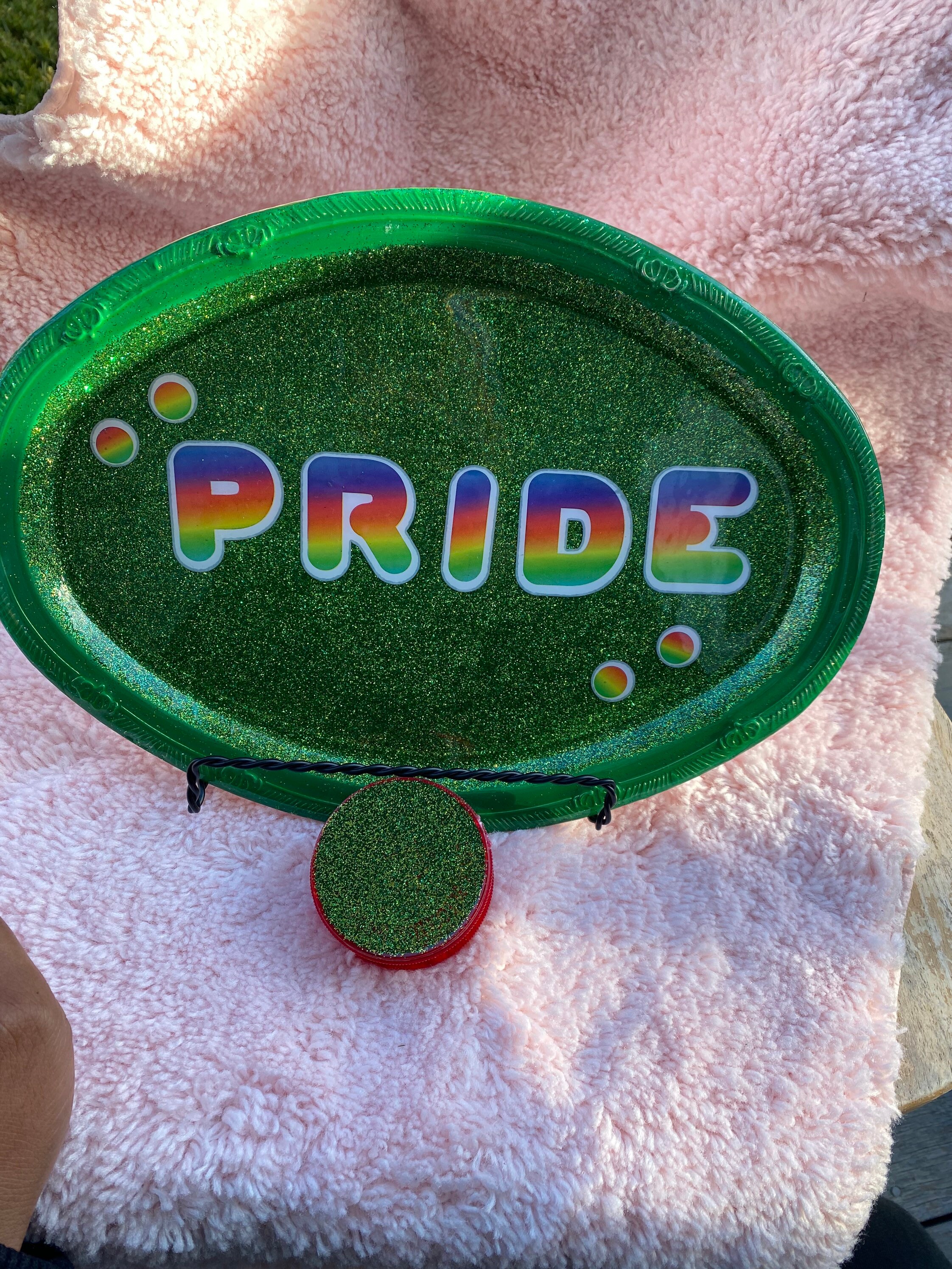 Pride rolling tray and grinder set. Etsy