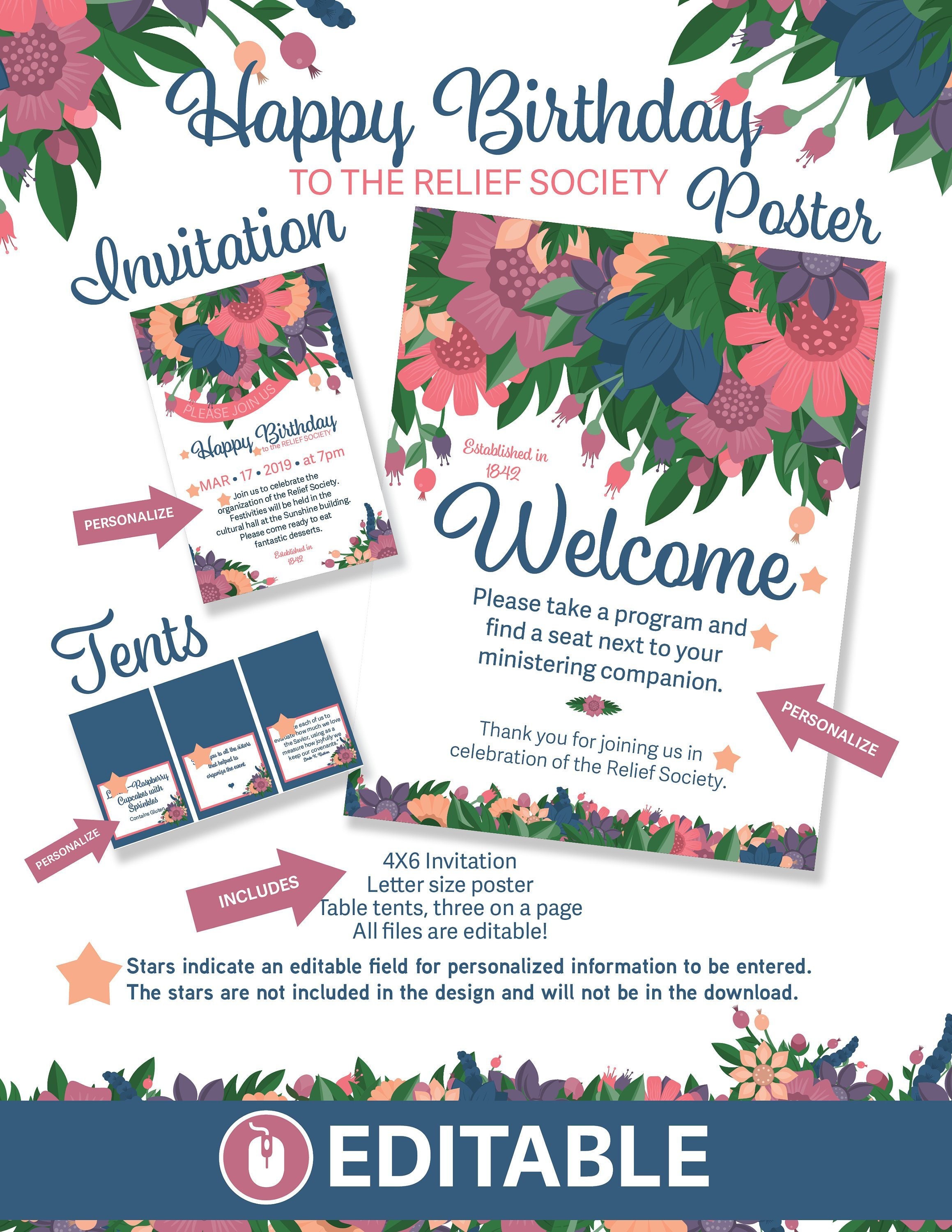HAPPY BIRTHDAY to the Relief Society, Invitation and More! - Etsy