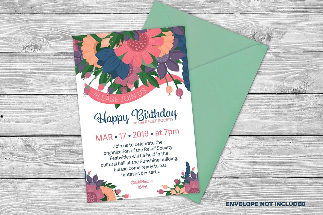 HAPPY BIRTHDAY to the Relief Society, Invitation and More! - Etsy
