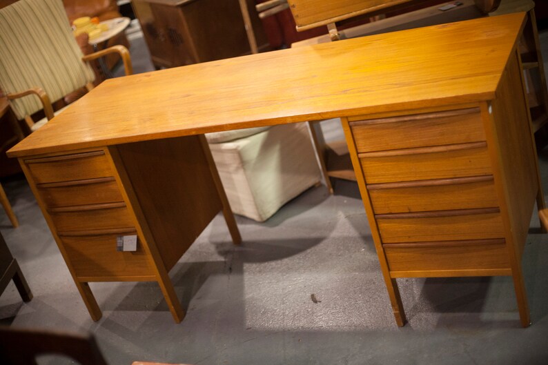 Swedish Modern Mid Century Teak Writing Desk Etsy