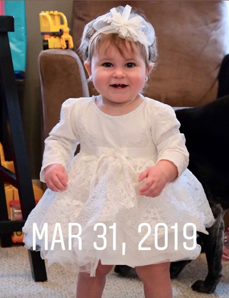 Ivory Christening Gown for Girl. Baptism Outfit for Baby. 03 Etsy