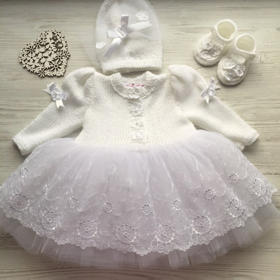 knitted baptism dress