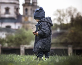 Cardigans with hat / wool cardigan / cardigan / sweater / long cardigan / cardigan for kids / cardigan for boy / handmade / gift for boy