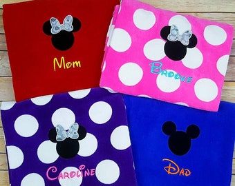 Disney beach towel, personalized, Disney inspired family vacation beach towel, mouse ears applique custom beach towel, Mickey Minnie Mouse