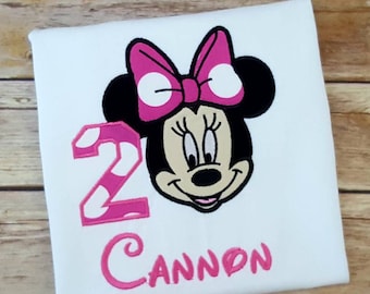 Minnie Mouse Birthday Shirt, personalized minnie mouse birthday top, girl's Disney minnie mouse birthday theme tshirt, minnie mouse onesie