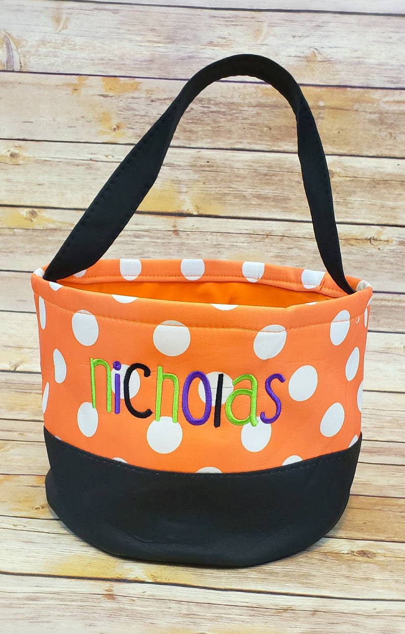 Halloween tote bag, personalized, treat bag, Halloween candy bag, personalized embroidery Halloween tote bag, custom treat bag, candy tote image 1