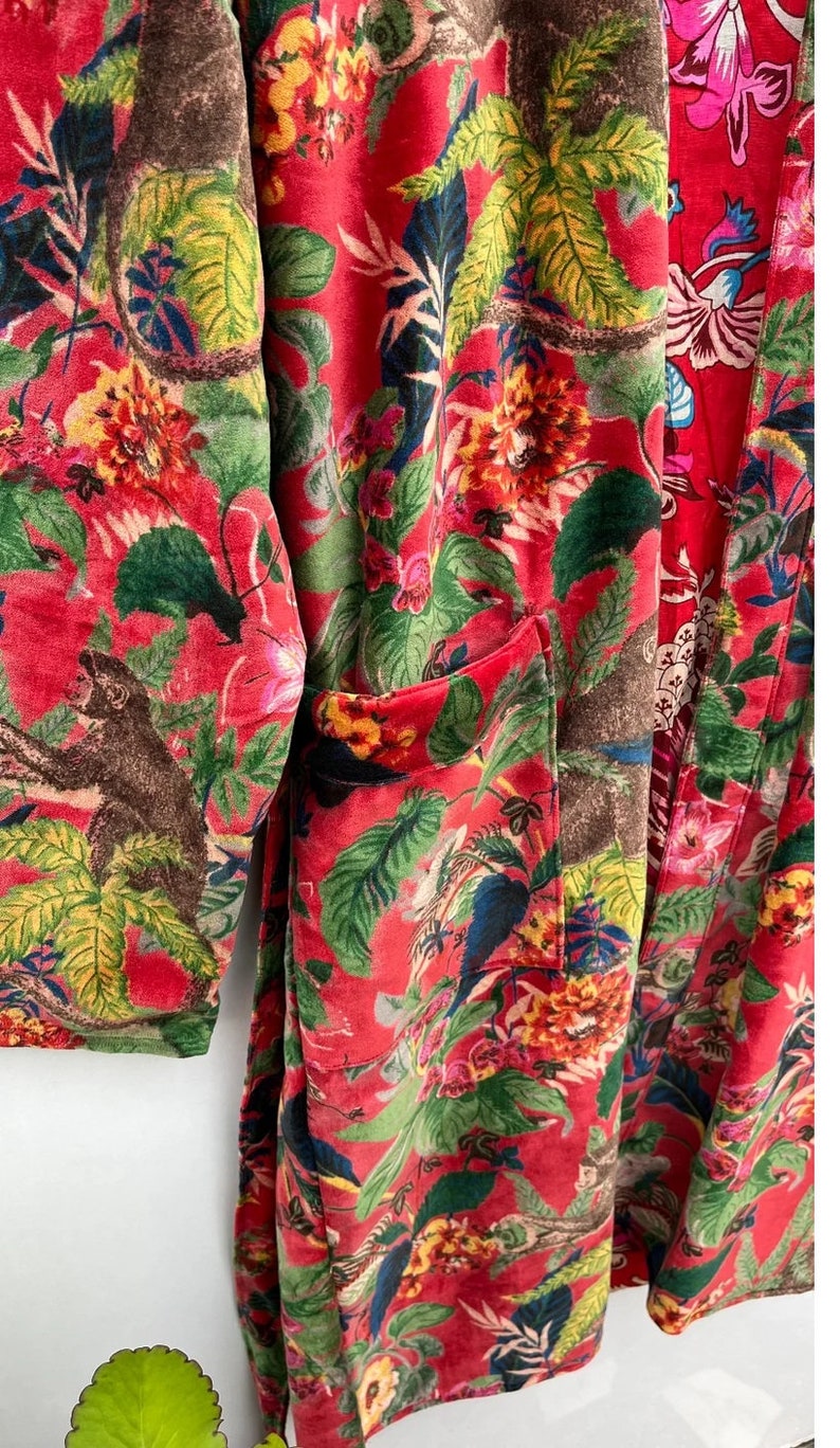 Luxury Velvet House Robe Unisex Kimono Boho Jacket Indian Silk Lined ...