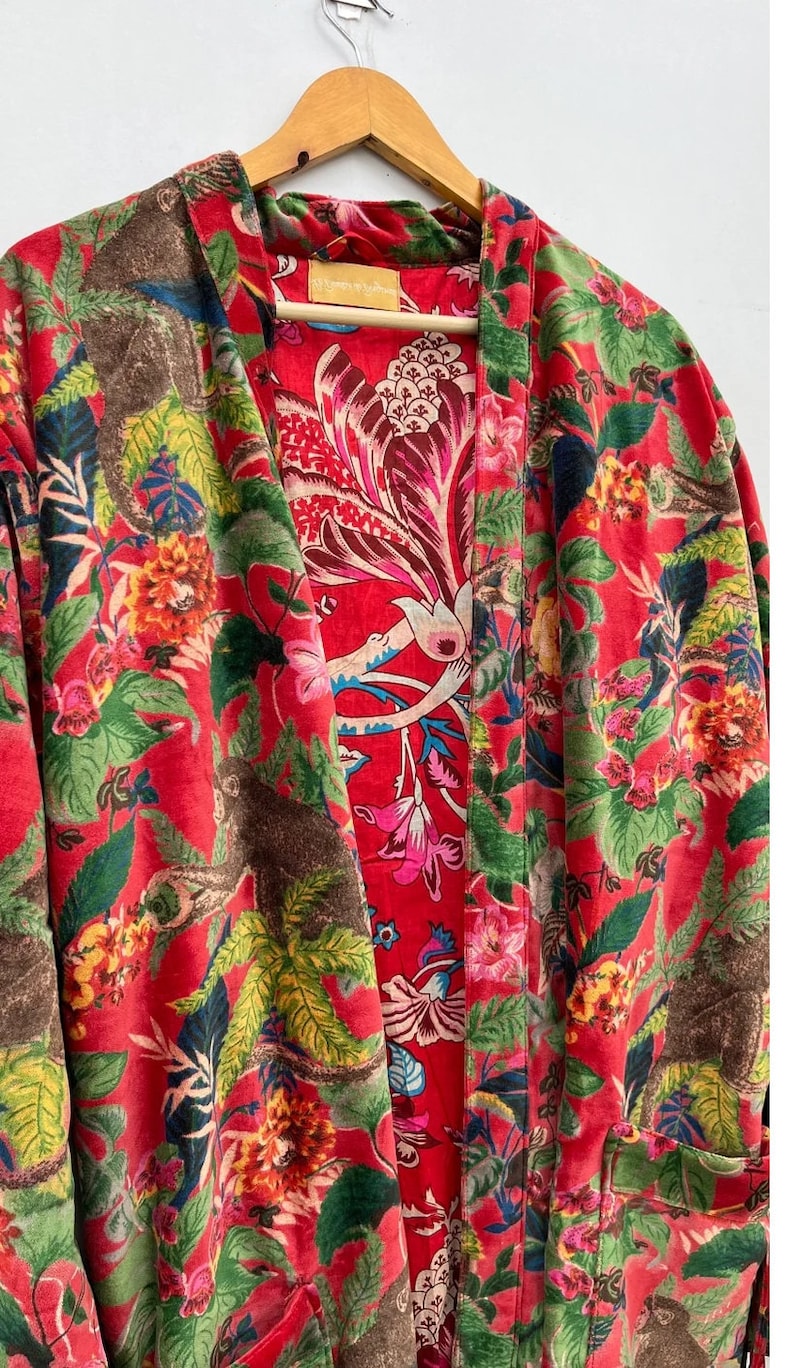 Luxury Velvet House Robe Unisex Kimono Boho Jacket Indian Silk Lined ...