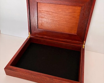 Wooden document box - Jarrah with Jarrah veneer inlay.