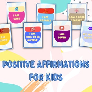 Printable Positive affirmations for Kids Meditation Positive Thinking Cards for Kids Self Esteem cards for kids | Kids Positive Flashcards