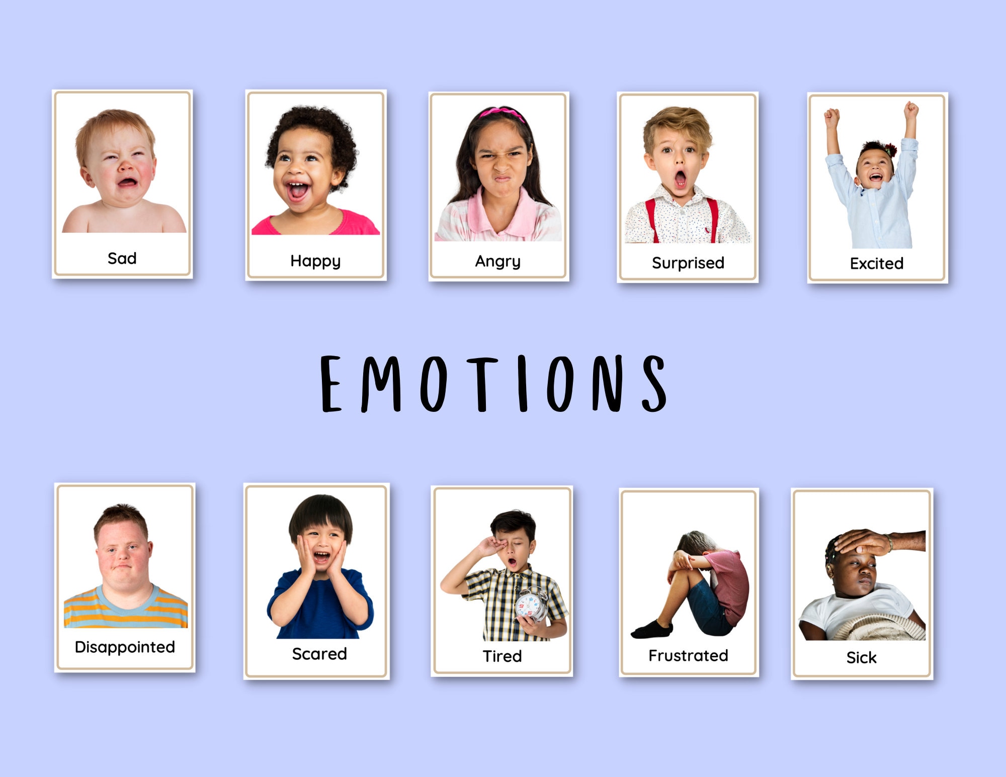 Printable Emotions Cards in Spanish Bilingual Montessori Flashcards ...