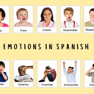 Tarjetas de Emociones Imprimibles en Español Flashcards Montessori Bilingües Sentimientos con Imágenes de Personas Reales Homeschool Niños aprendiendo español
