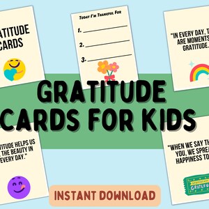 Dankbaarheidskaarten voor kinderen, dankbaarheidskaarten, afdrukbaar, bedankactiviteit, mindfulness voor kinderen, activiteiten voor meditatie, dankbaarheidsoefeningen