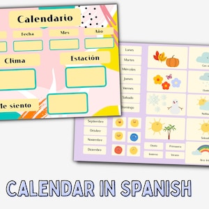 Printable Calendar in Spanish| Perpetual Calendar in Spanish | Calendario en Espanol | Spanish Decor Calendar | Spanish Busy Book| Teen