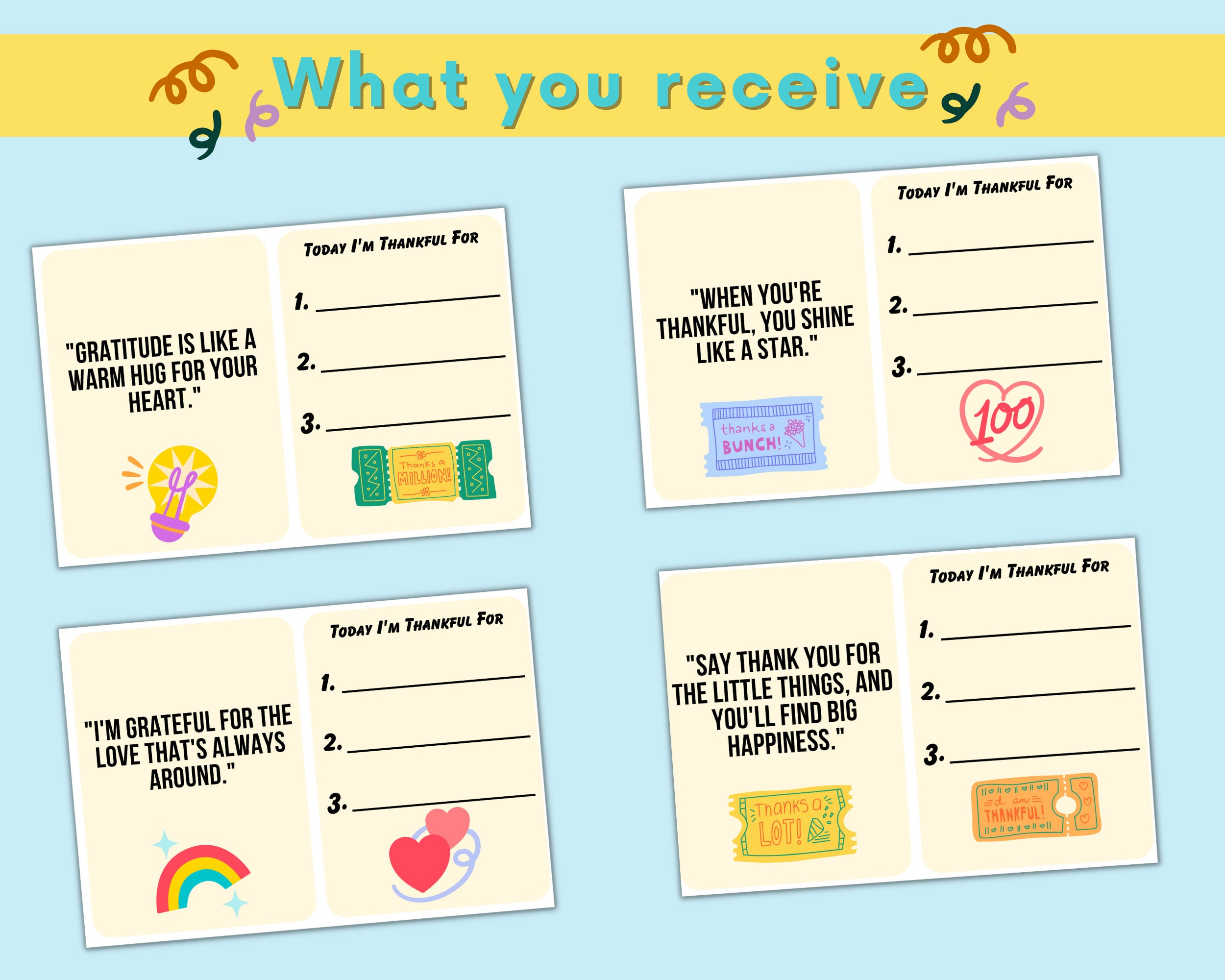 Gratitude Cards for Kids Gratitude Cards Printable Thank You - Etsy