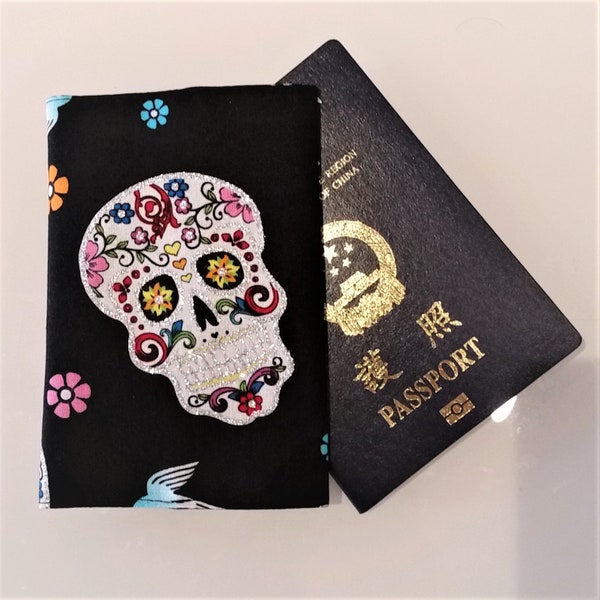 Free Shipping Candy Skull Day Print Passport Holder Cover, Traveler, Passport Case, Travel Gift, Gift for Her, Sugar Skull, Day of the Dead