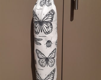 Butterfly Pattern Grocery Bag Holder, Free Shipping, Plastic Bag Holder, Bag Dispenser, Recycling, Gift for her, Kitchen Storage, Home Decor