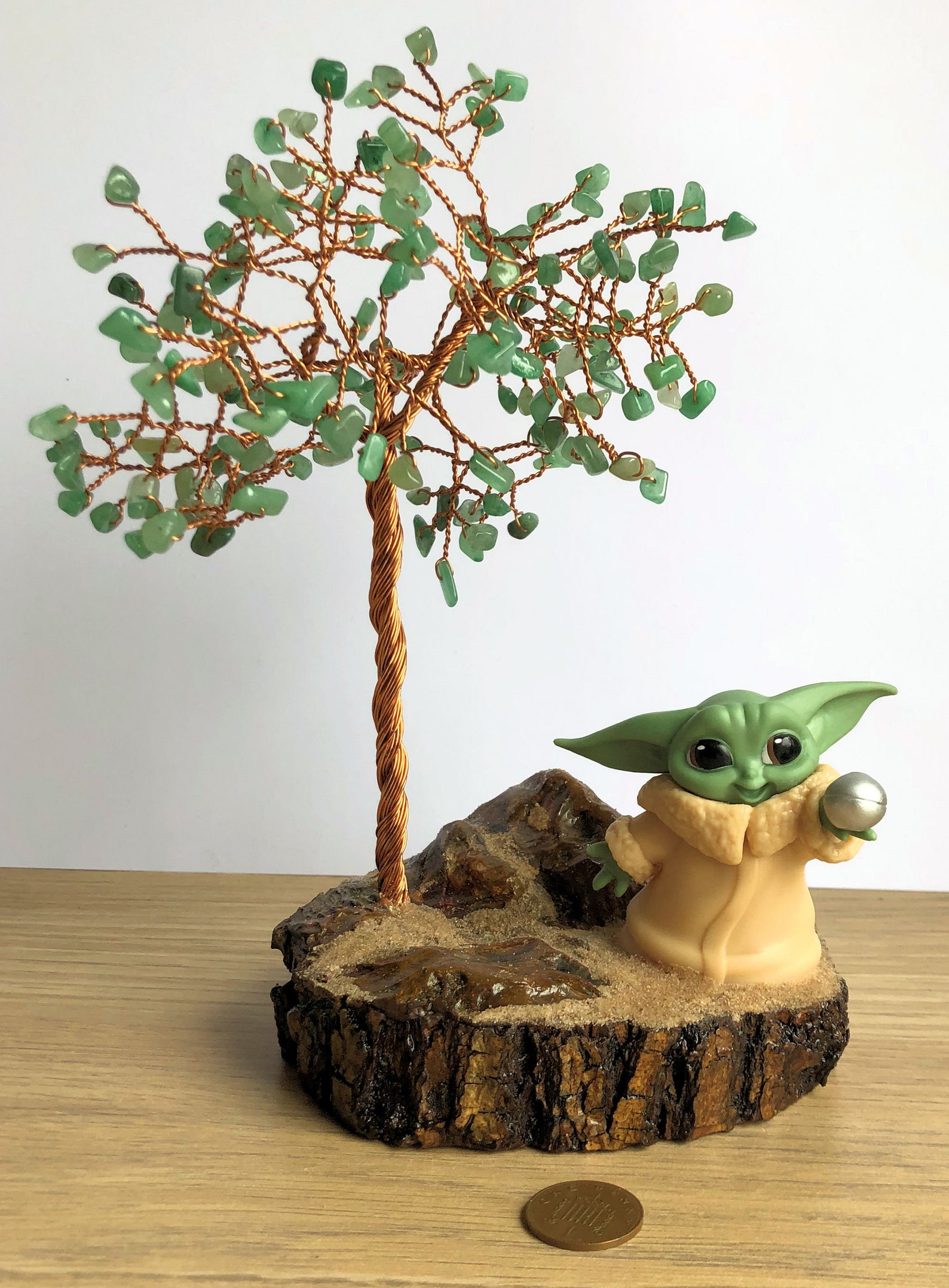 Baby Yoda Grogu The Child Green Aventurine Gemstone Wire Etsy