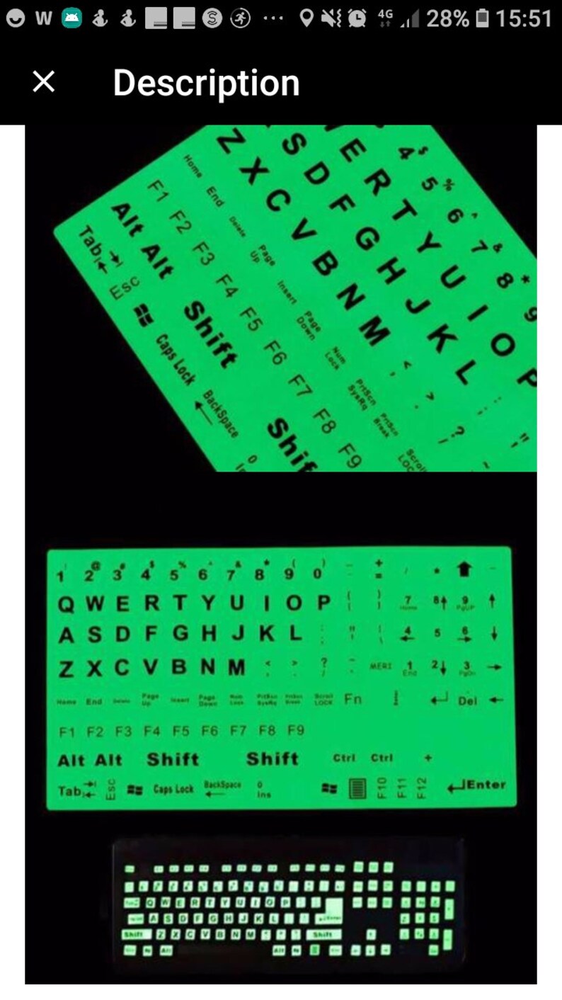 GLOWInTheDARK FULL Flouresent Keyboard Sticker Etsy
