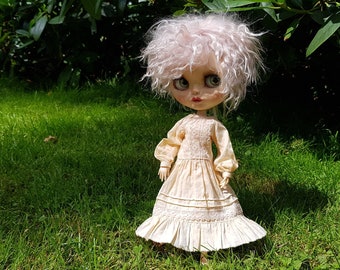 Boho light pink dress for 1/6 blythe doll - Blythe outfit