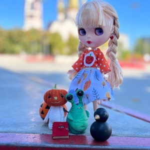 Blythe Halloween outfit - Set for Blythe doll - Clothes for Blythe - pumpkin dress