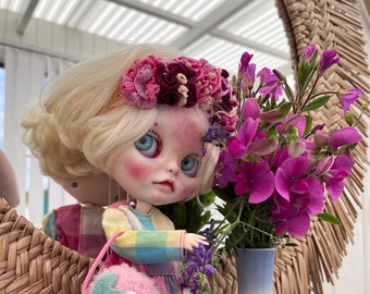 Coral Crochet Headband for Blythe Doll – Doll Clothes Accessory