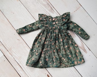 Dark green vintage dress for Blythe doll - Pullip dress outfit