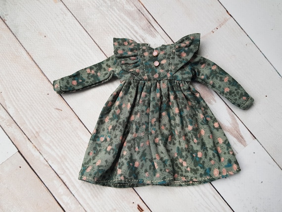 Dark green vintage dress for Blythe doll - Pullip dress outfit