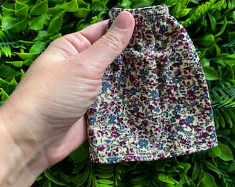 Flower corduroy skirt for dolls- Blythe mori clothes