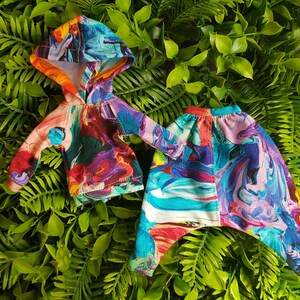 Blythe outfit - Bright blythe clothes hoodie + afganie -  Blythe harem pants