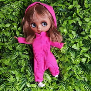 Blythe pink jumpsuit overalls - Blythe outfit overall - Pajamas for doll