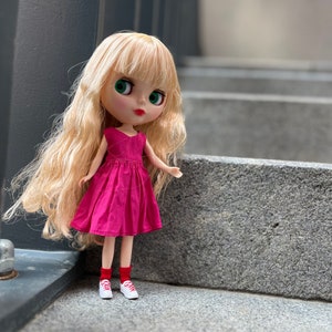 Classic pink dress for 1/6 blythe doll - Blythe outfit - Pullip mori dress