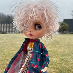 Cherry boho coat for Blythe doll -  Momoko dress - Blythe dress outfit