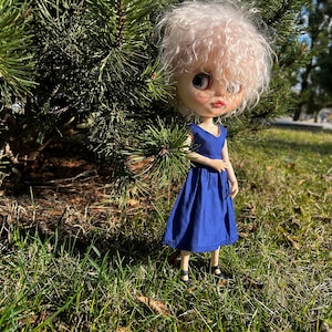 Basic dark blue dress for 1/6 blythe doll - Pullip outfit