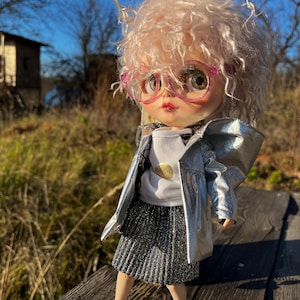 Silver raincoat for Blythe doll - Clothes for Blythe