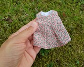 Retro blouse for Licca doll - Blythe dress outfit - Pullip linen dress