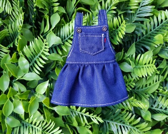 Dark jeans sundress for Blythe doll - Pullip, Licca dress -1/6 doll outfit