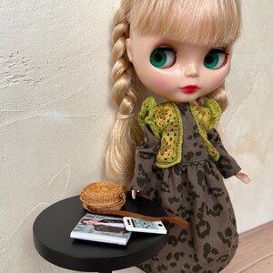 Vintage Cotton Dress with Crochet Vest for 12-inch Blythe Doll