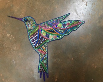 Arte de colibrí en técnica mixta - 12 pulgadas